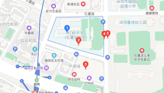 广东深圳自考考点：红岭中学石厦初中部地址及导航路线(图1)