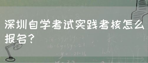 深圳自学考试实践考核怎么报名?(图1) 深圳自学考试实践考核怎么报名?(图1)