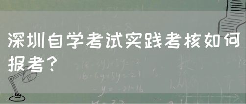 深圳自学考试实践考核如何报考?(图1) 深圳自学考试实践考核如何报考?(图1)