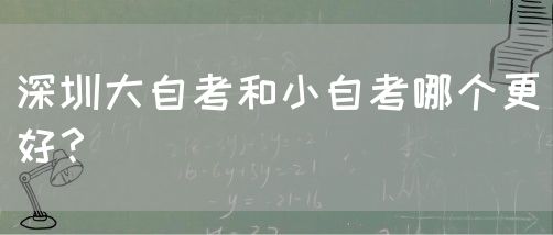 深圳大自考和小自考哪个更好？(图1)