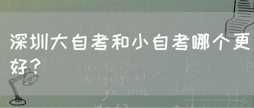 深圳大自考和小自考哪个更好？(图1)